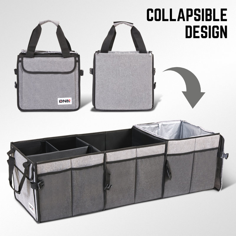Organisateur de coffre de voiture, tissu Oxford 600D imperméable avec revêtement en PVC, organisateur de coffre de VUS pliable