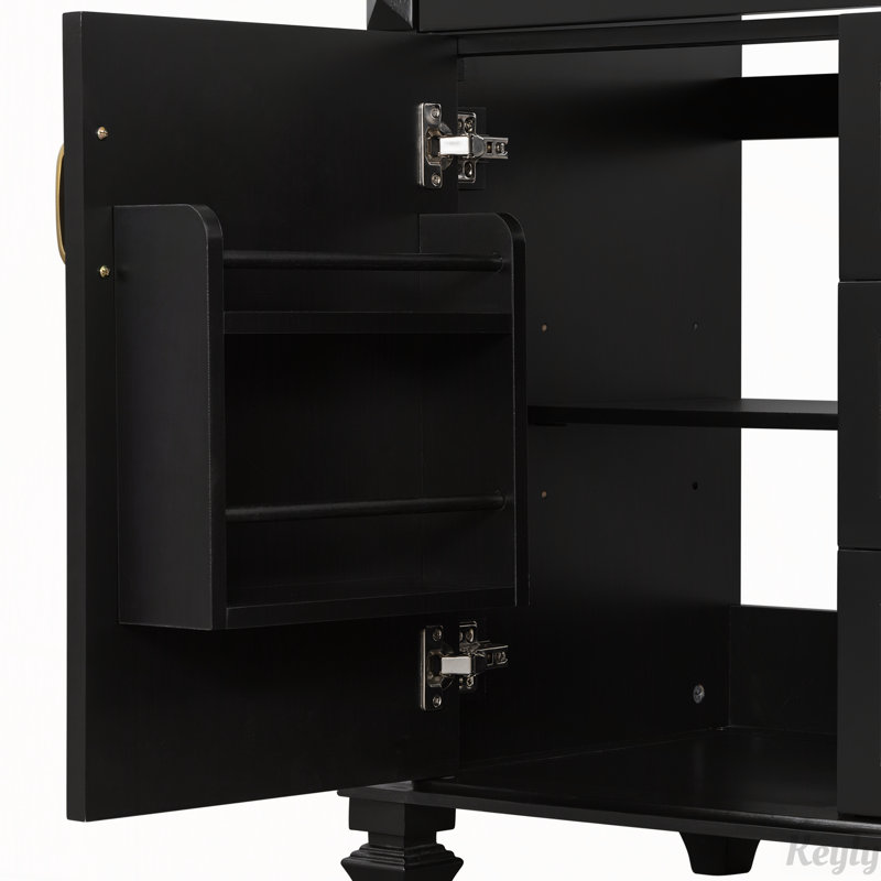 Meuble-lavabo de salle de bain de 76 cm avec lavabo en céramique, Noir