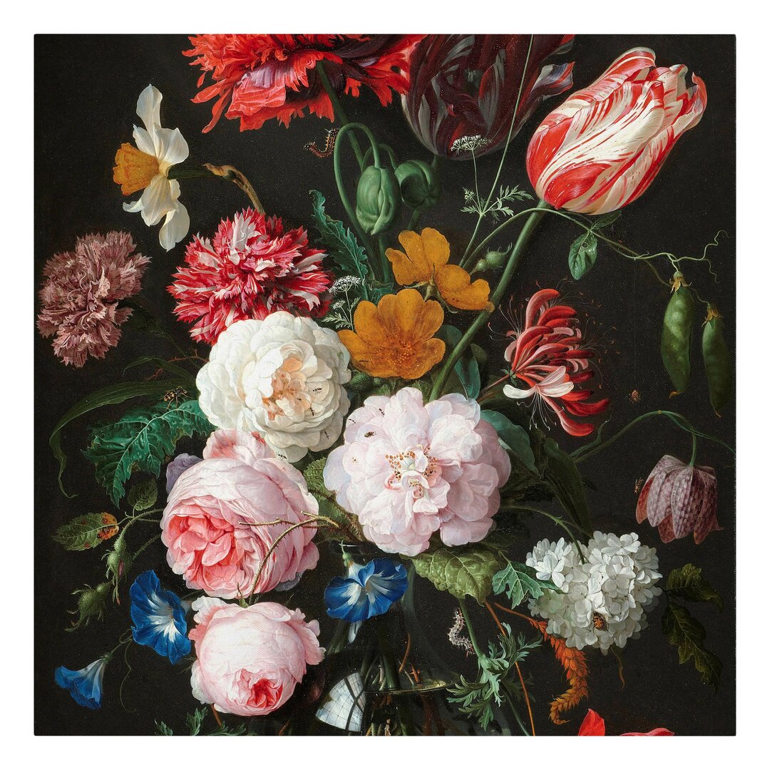 Leinwandbild Stillleben mit Blumen in einer Glasvase von Jan Davidsz De Heem