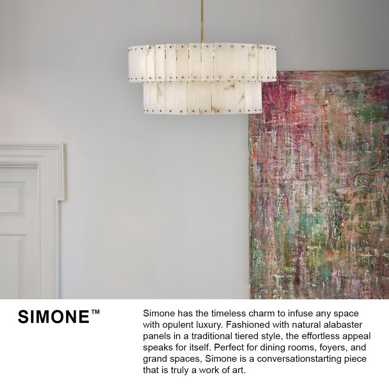 Simone 6 - Light Steel Dimmable Drum Chandelier