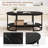 White Marble Coffee Table Modern 2-Tier Center Table with Open Storage Shelf Black Marble Pattern