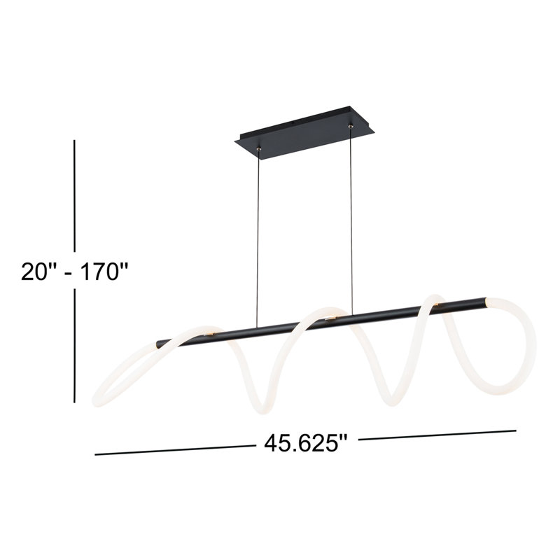 Tightrope 45.625" Dimmable LED Linear Pendant 3000K in Black