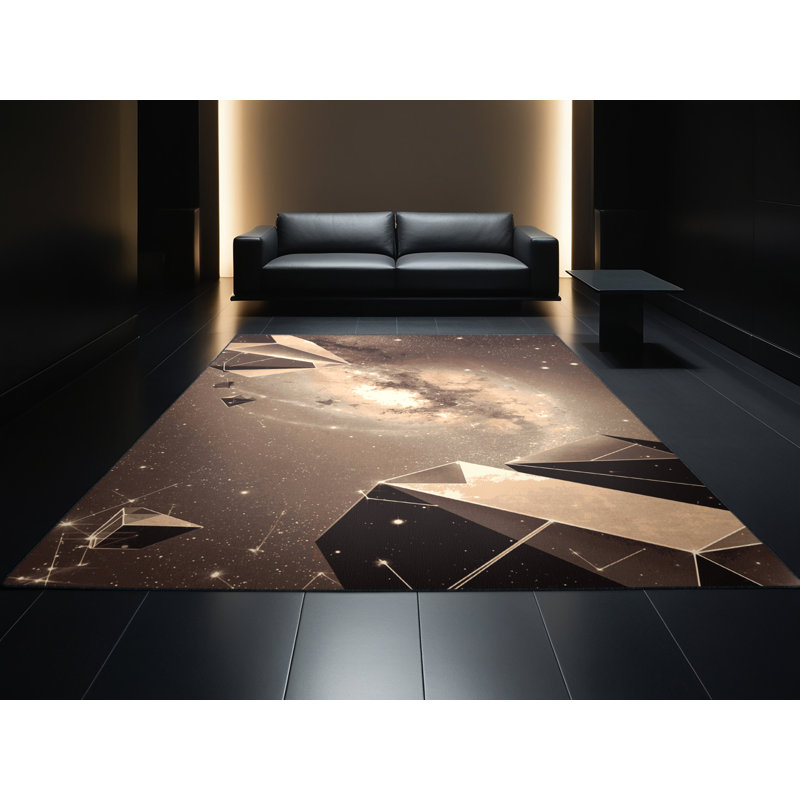 Tapis à motif géométrique moderne et contemporain lavable à la machine Parlin, 8 x 10
