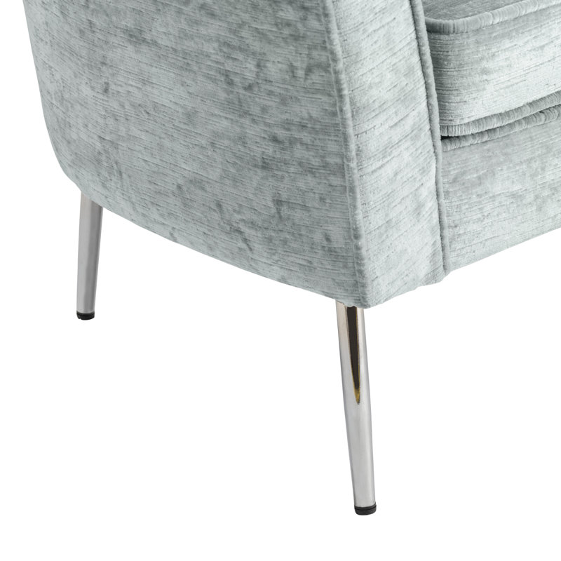 Fauteuil demi-tonneau en polyester l 81,28 cm, Bleu, Or métallique