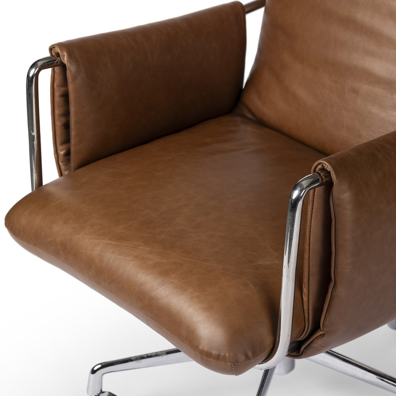 Sherman Leather Swivel Office Chair, Chestnut