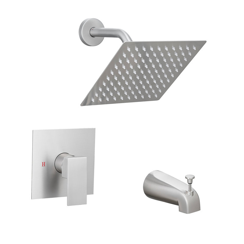 Faucet Modern Matte Black Shower Faucet, Tub And Shower Trim Kit With Single-spray Touch-clean Black Shower Square Head, Matte Black (valve Not Included)