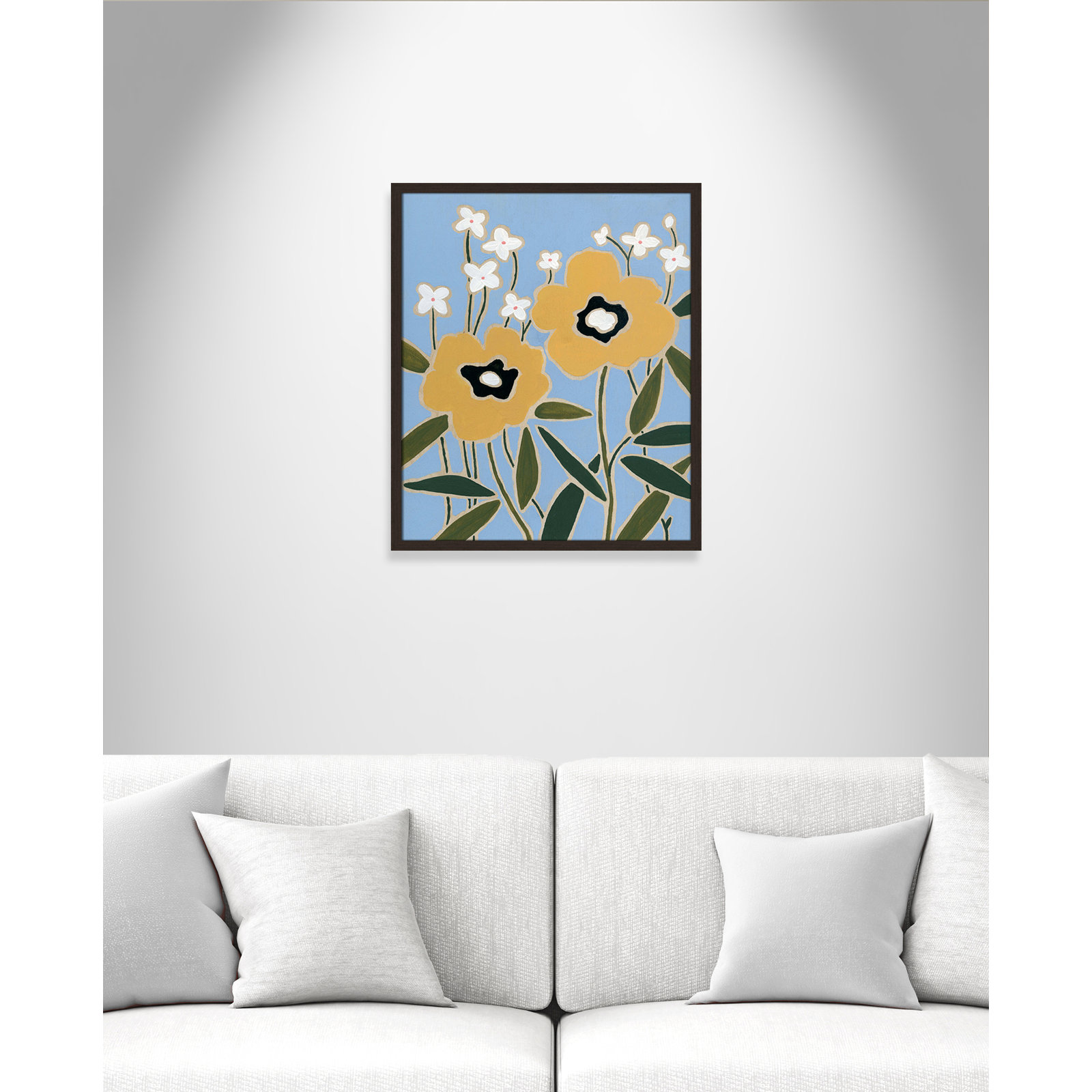 Maura "Woodblock Floral II" Print, 25.5" H x 21.5" W x 1.25" D, Walnut Framed