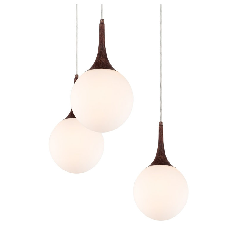 Luminaire suspendu en grappe 5 lumières Ovellette, Noyer / Bronze