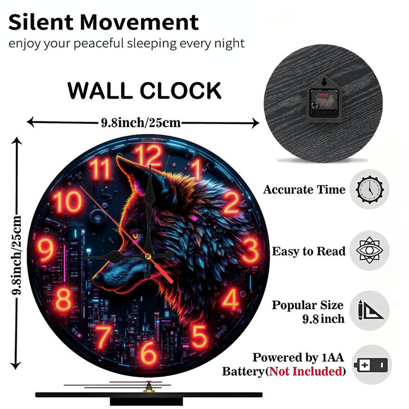 Horloge néon loup