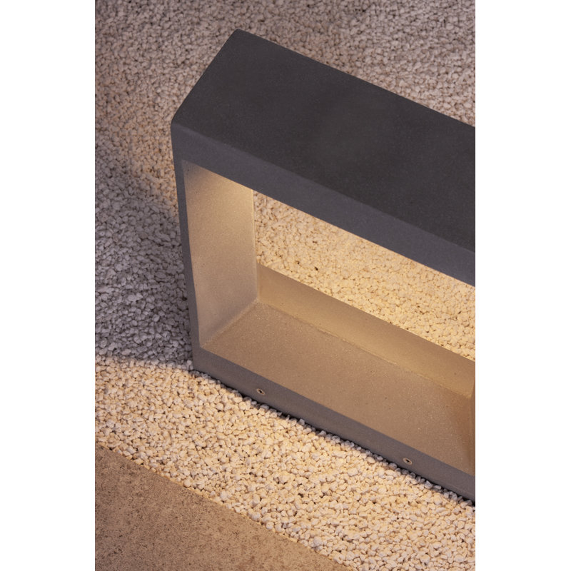 Grey Integrated LED Concrete Bollard Light, 35cm H x 28cm W x 10cm D