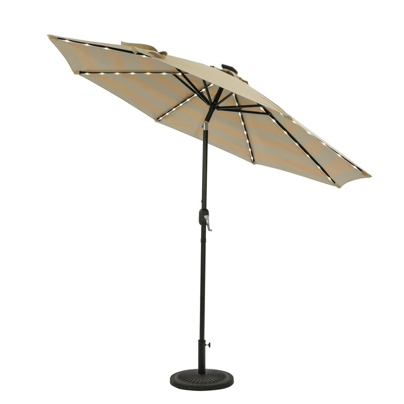 Parasol de marché éclairé 9 pi Taelyn, Champagne / taupe