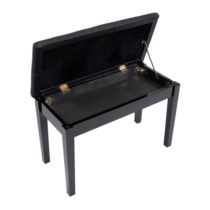 Piano Bench With Padded Cushion And Music Book Storage Compartment