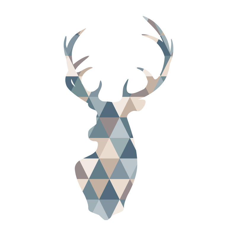 Deer Illustration - Wrapped Canvas Print, 51cm H x 51cm W x 3.8cm D