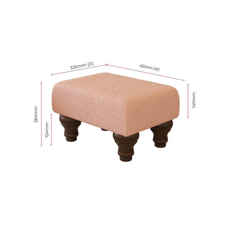 Autryville Wood Turned Leg - Plush, Pink, Mahogany, Boucle