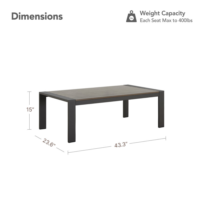 Aluminum Patio Coffee Table, Dark Gray, Light Gray