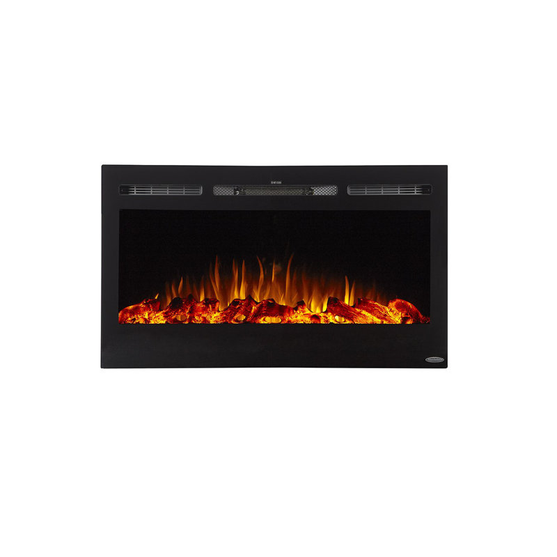 Sideline 28-Inch Black Glass Wall-Mount Electric Fireplace
