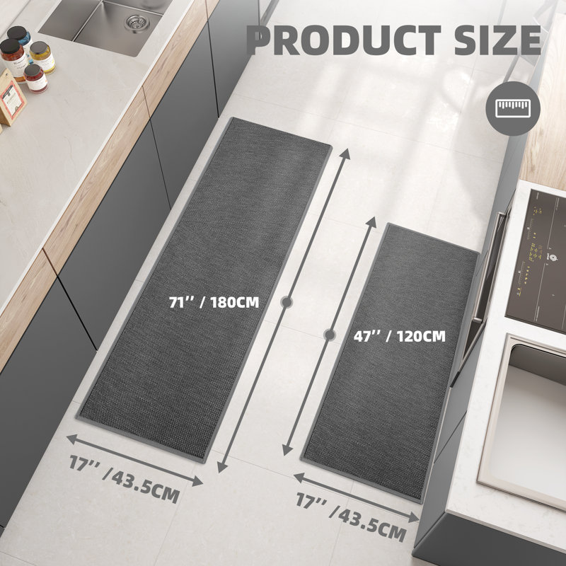Tapis de cuisine Amesdale, Tapis de couloir 1 pi 5 po x 5 pi 11 po, Gris foncé