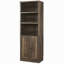 Armoire à 3 tablettes ouvertes avec port et 1 porte en brun rustique pour chambre d'amis autoportante