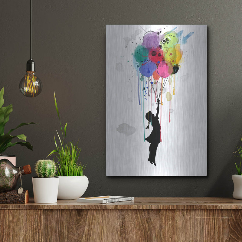 Art mural en métal Winston Porter «Drips Balloon» par Mark Ashkenazi, H 16 po x l 12 po