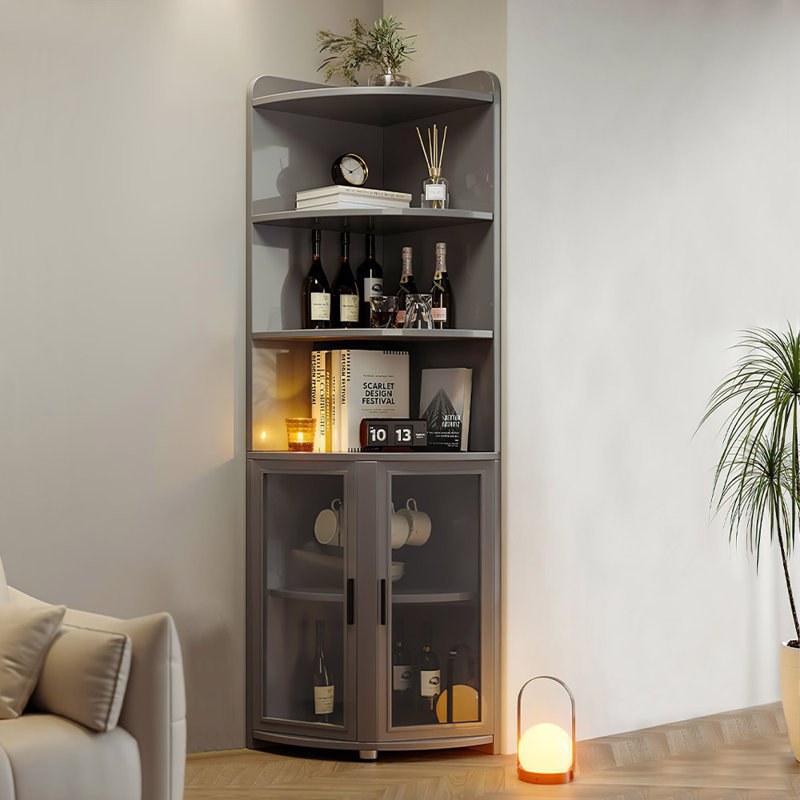 3 Tier Corner Shelf and Cabinet 50*50*118CM, (3 Shelves) 181"H x 50"W x 50"D