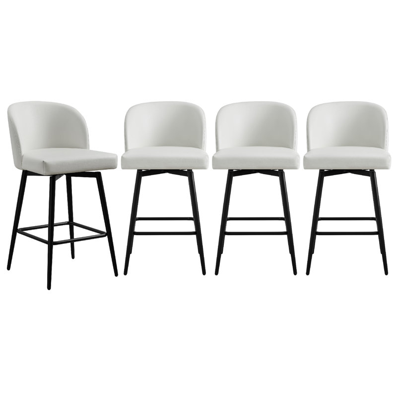 Tabouret de bar et de comptoir pivotant Brendaly (ensemble de 4) - Similicuir, Cuir blanc