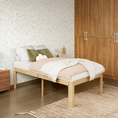 Twin Heavy Duty Metal Bed Frame, Printed Steel Platform Bed, Rounded Edge Legs, Anti-sway, Noise Free