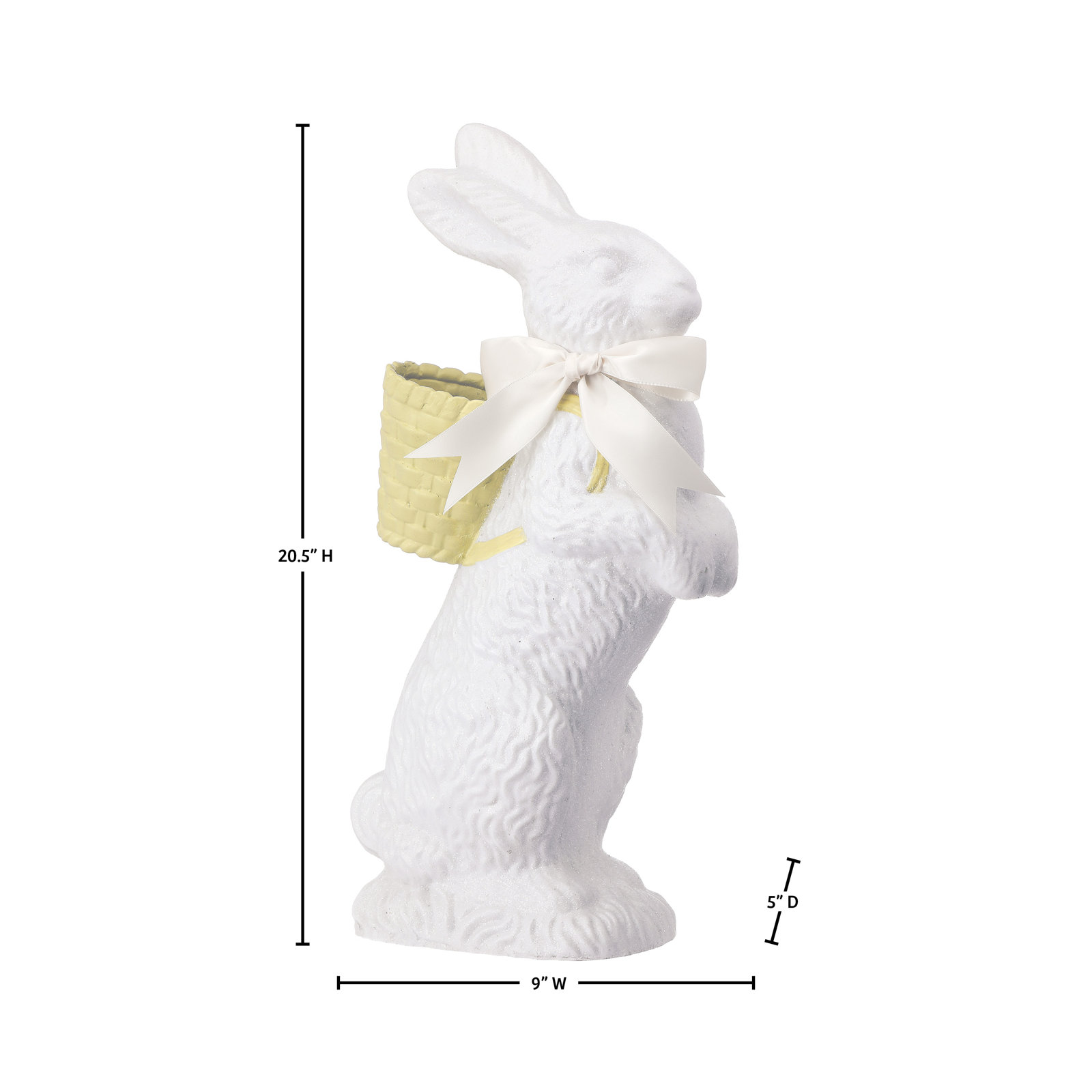 Standing Chocolate Bunny Figurine, 20.5 in x 9 in, White/Yellow