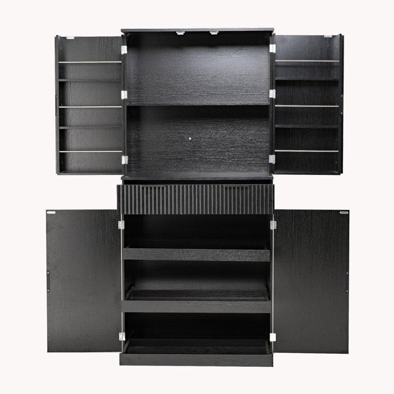 Armoire de cuisine 72 "cannelée avec 3 tiroirs à clavier et 6 tablettes de porte. Armoire de rangement réglable et autoportante pour salle de bain, bureau, vestibule
