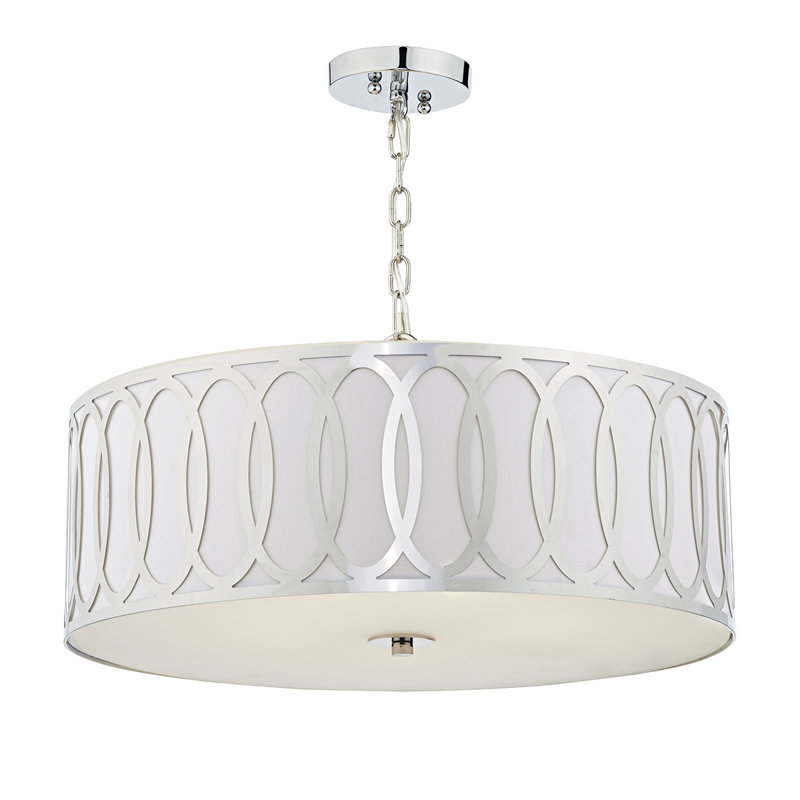 Lupine 5 - Light Silver Drum Pendant
