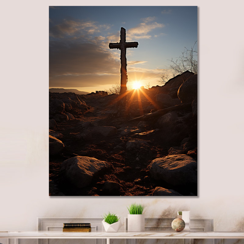 Addieville, croix religieuse, résurrections, promesse sur toile, H 32 po x l 16 po x P 1 po, Toile tendue