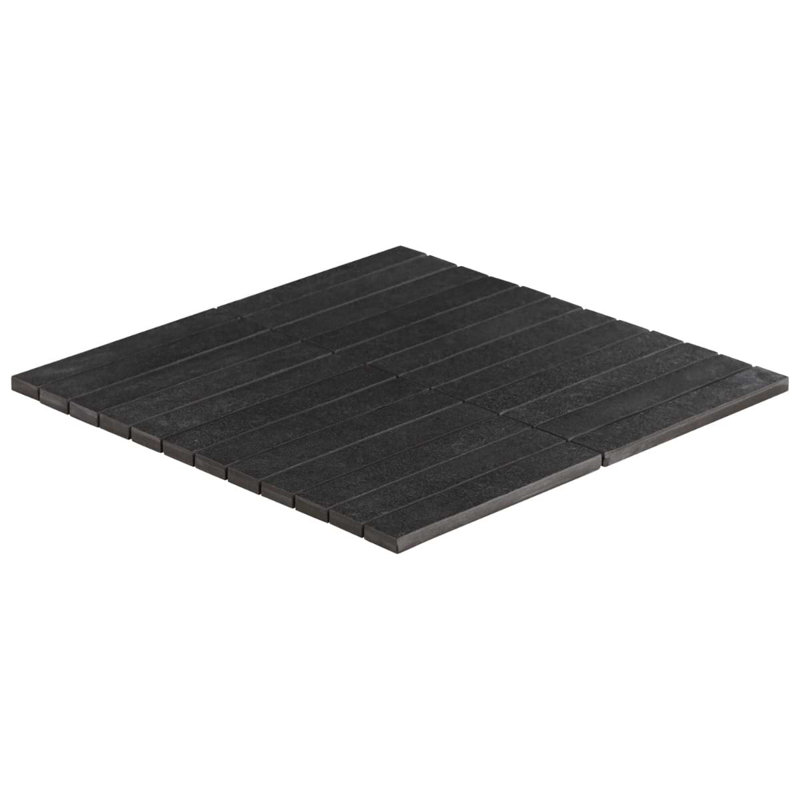 Era 1X6 Stacked Limestone Look Matte Porcelain Mosaic Tile, Charcoal Black