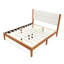Structure de lit plateforme Mid-Century moderne avec tête de lit tapissier, support de lattes en bois massif, aucun sommier nécessaire, assemblage facile, très grand lit, brun