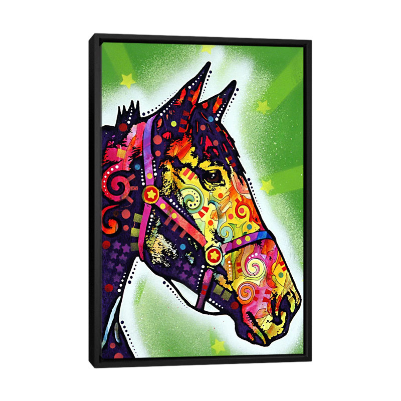 Cheval - reproduction sur toile tendue, H 26 po x l 18 po x P 1,5 po, Cadre noir