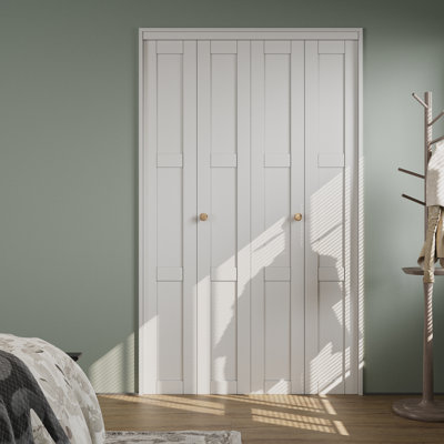 Double Bifold Door Closet Door Solid Core With hardware kit For Closet Pantry Room,60"X80"  ,White