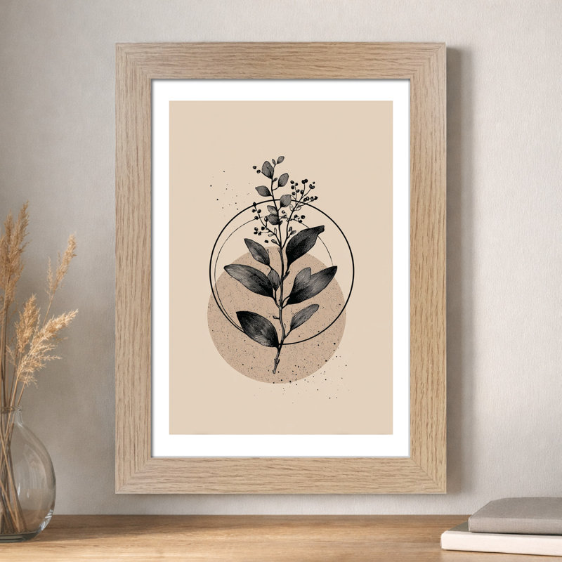 Eucalyptus Botanical Wall Art Illustration, Scandinavian Minimalist Home Decor Giclee Art Print on Neutral Beige, Elegant Nordic Emblem 1 Piece Wall Art