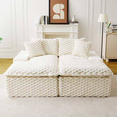 Double Chaise Lounge, Multifunctional Lazy Sofa with Full Compressed Sponge, Capable of Side - by - Side or Face - to - Face Arrangement