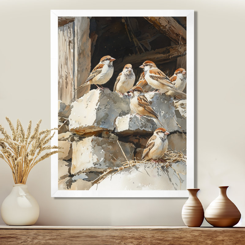 Hansa - Animals Canvas Wall Art, 40" H x 30" W, Single Picture Framed Print, White