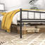 Structure de lit grand, tête et pied de lit, structure stable, rangement sous le lit, aucun sommier requis, noir-728080989