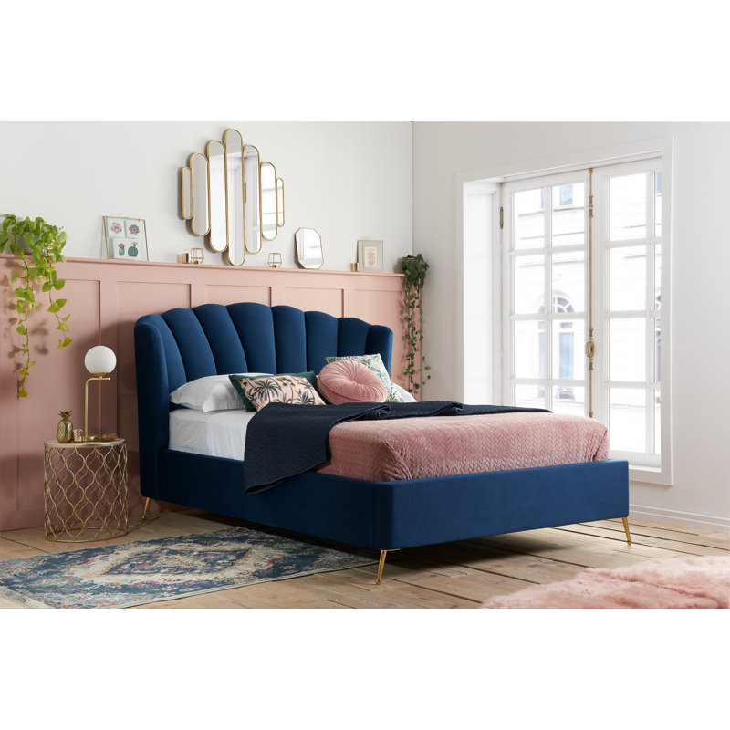 135CM Andrue FABRIC OTTOMAN PINK, Kingsize (5'), Blue