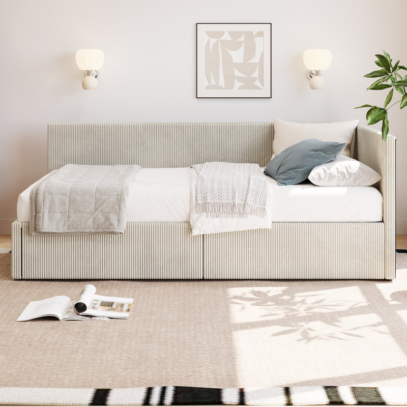 Lit de jour rembourré Luice, Beige