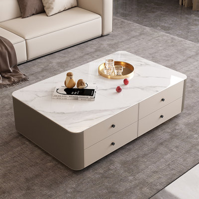 Rectangular rock board storage coffee table