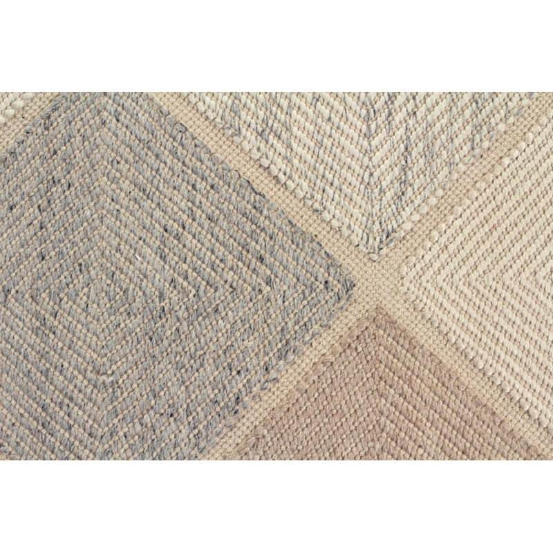 Rug & Kilim's Scandinavian Style Flat-Weave Gray Blue Geometric Pattern, Rectangle 6' x 9'
