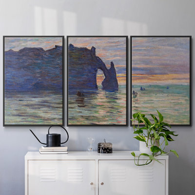 Etretat, Sunset, 1883, reproduction d'art encadrée sur toile 3 pièces