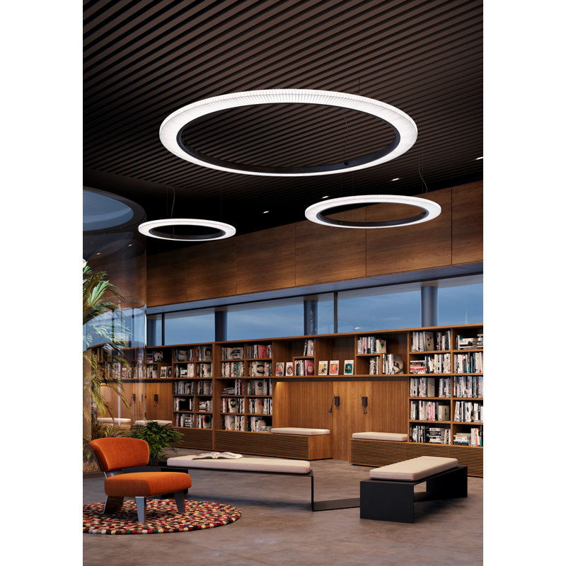 Roda 1 - Light Brown LED Single Pendant, White Ribbon