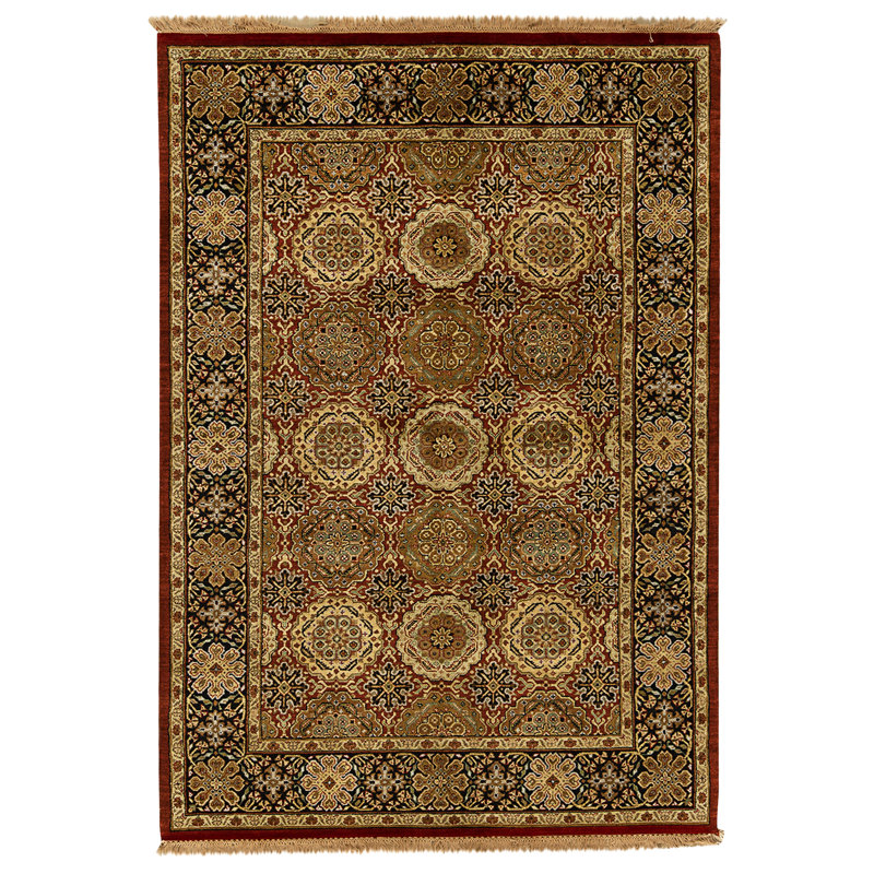 High-Quality Hand-Knotted Red And Black Area Rug