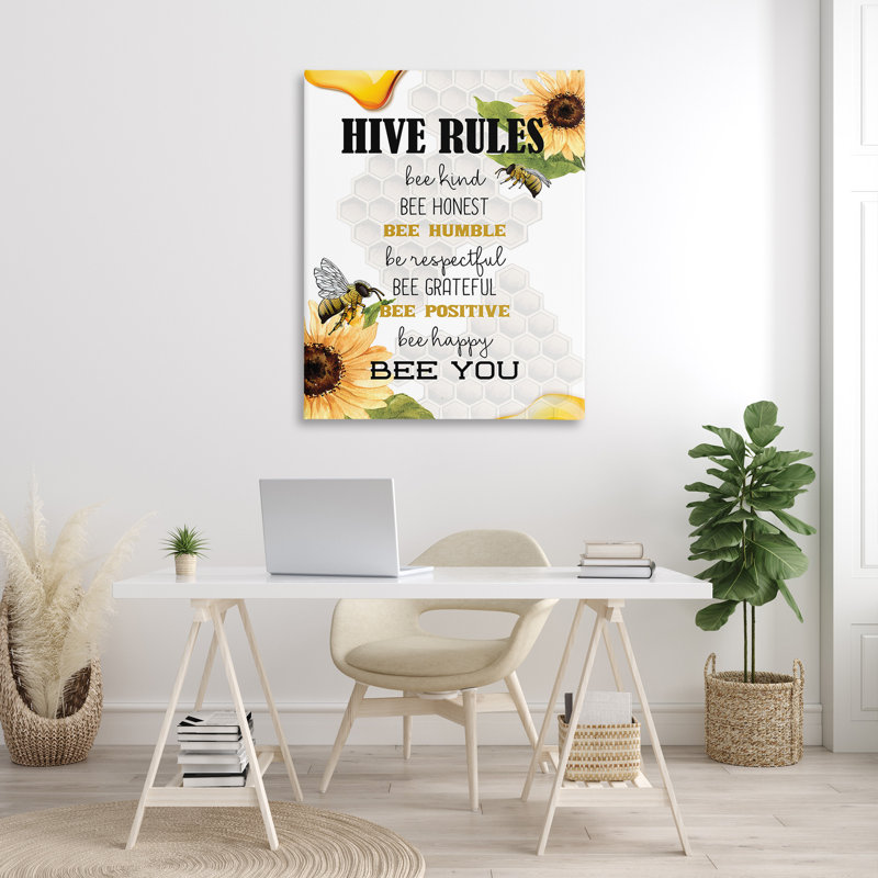 «Bee Hive Rules Wraraps Canvas» par Kim Allen sur toile, H 48 po x l 36 po