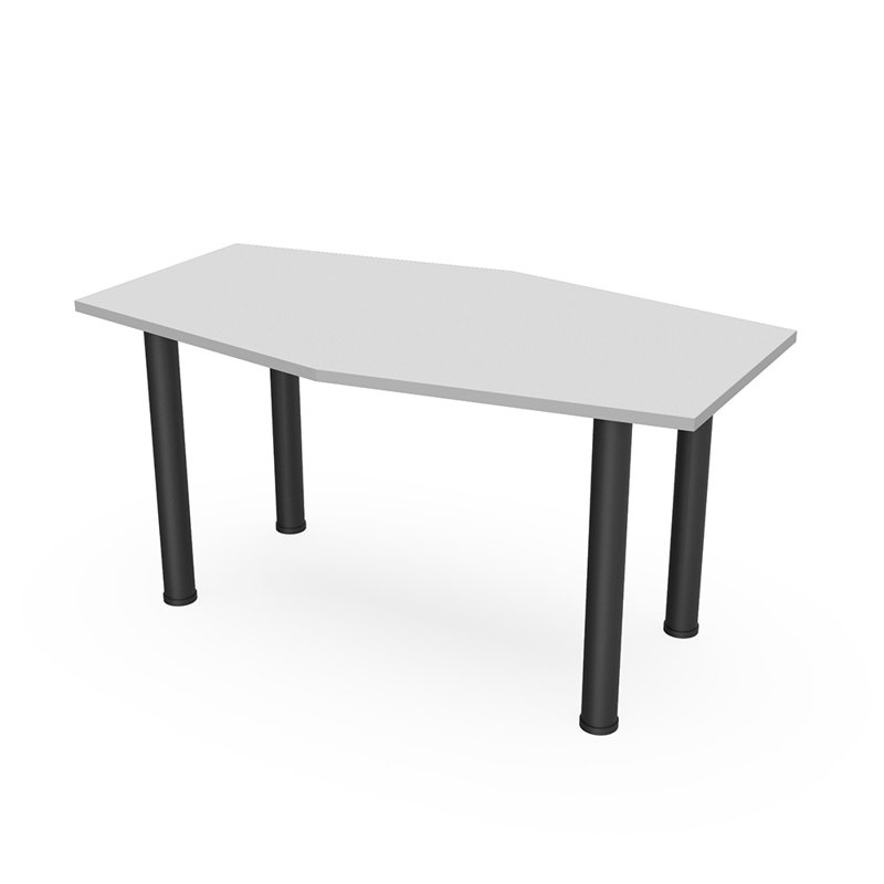 Table hexagonale avec pieds Nyemia, L 72 po x l 36 po, Brouillard gris, Noir mat