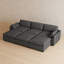 Canapé 3 places imperméable en chenille avec trois poufs amovibles-1069244578
