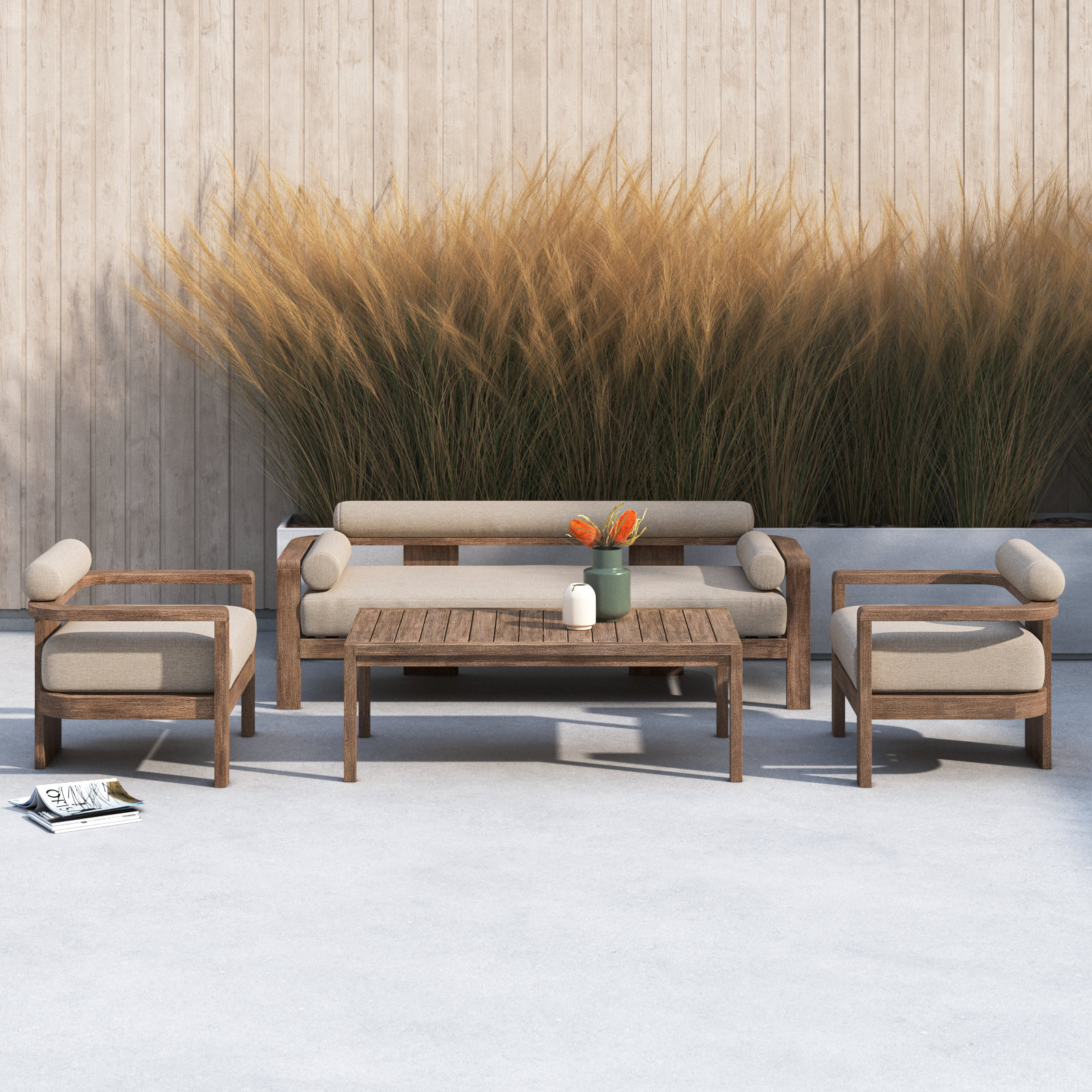 Camberly Eucalyptus 5 - Person Patio Conversation Set with Cushions