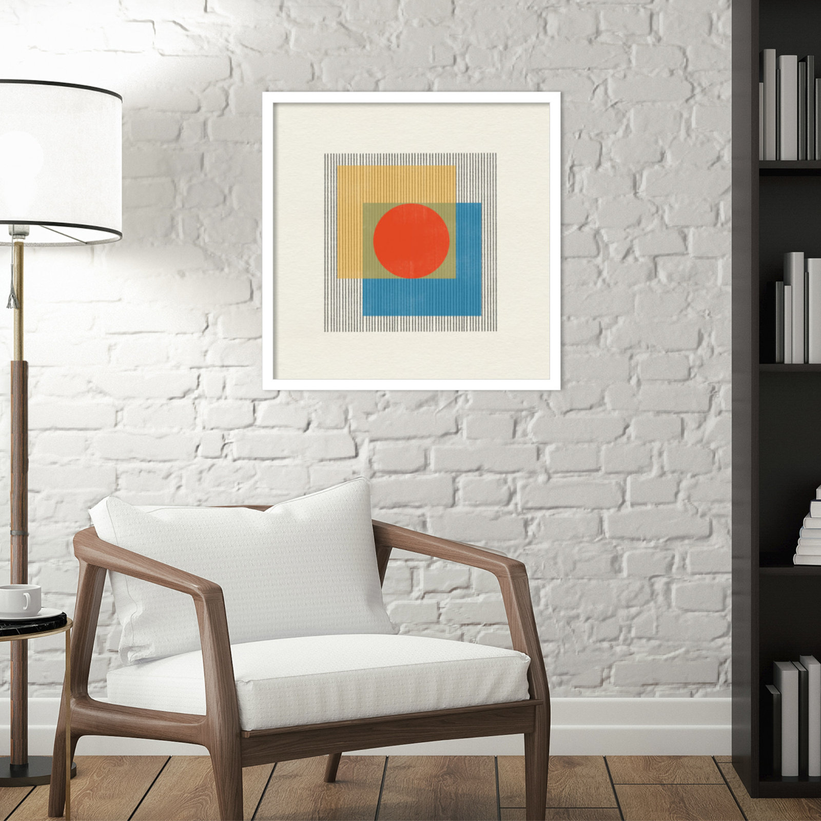 Midcentury Modern Object No 3 Print, White, 21" H x 21" W x 1" D